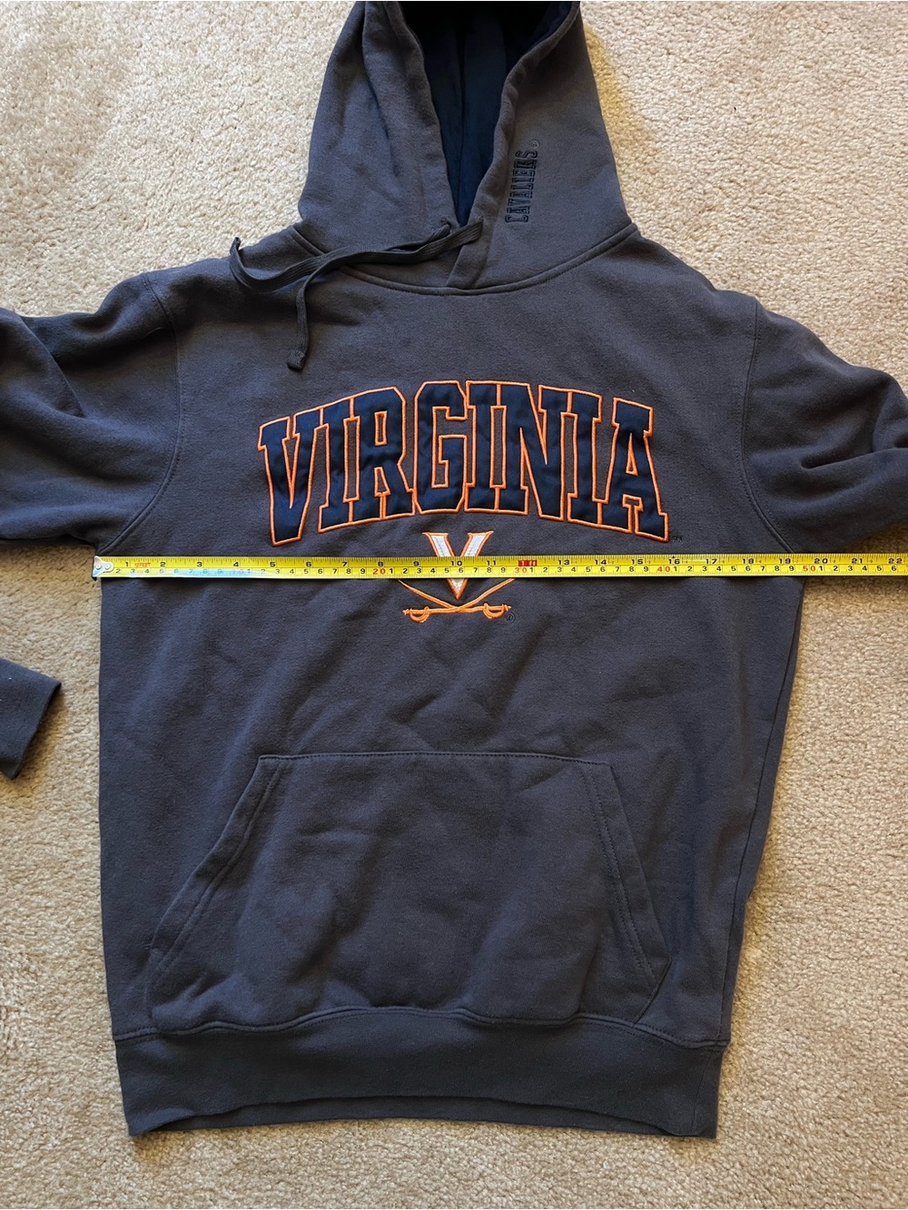 Colosseum Men's S University of Virginia Cavaliers Embroidered Gray Hoodie - UVA - Picture 7 of 8
